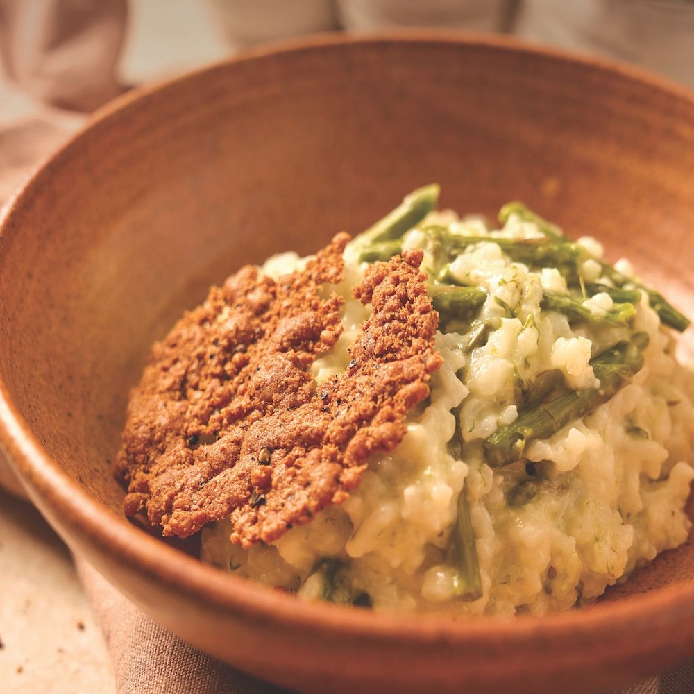 Asparagus and Lemon Risotto with Parmesan Crisps