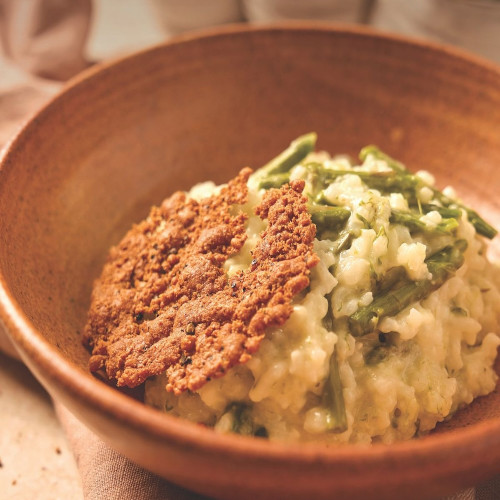 Asparagus and Lemon Risotto with Parmesan Crisps