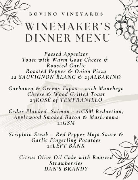 Winemaker's Dinner Menu